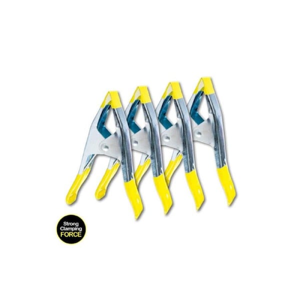 Handy Hardware 4PK Spring Clamps Metal Jaws With Rubber Sleeve Tips Heavy Duty 1