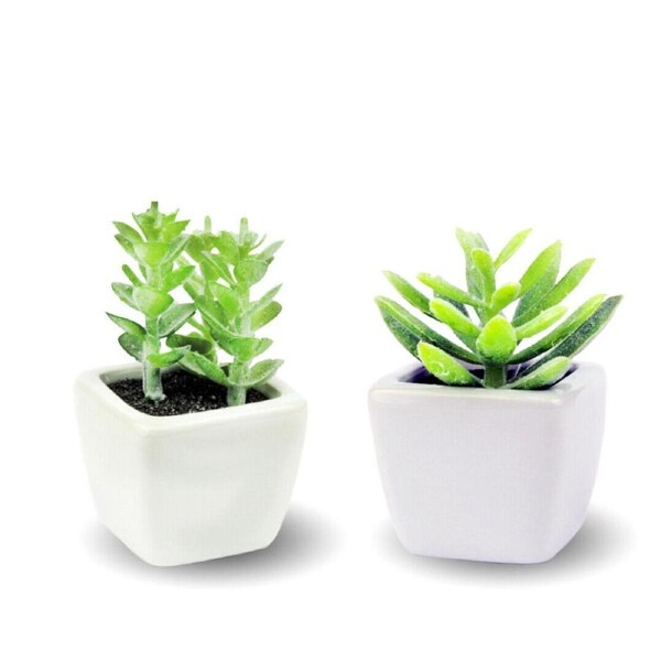 Artificial Succulent Plant 9Cm 2Pc Fake Succulent Plant In Mini Pot Home Decor Office Decoration Bookshelf Desk High Quality Pot