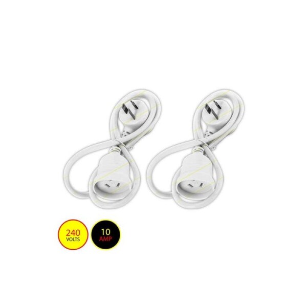 Handy Hardware 2PK 1M Piggy Back Extension Lead Plug & Socket 240 Volts