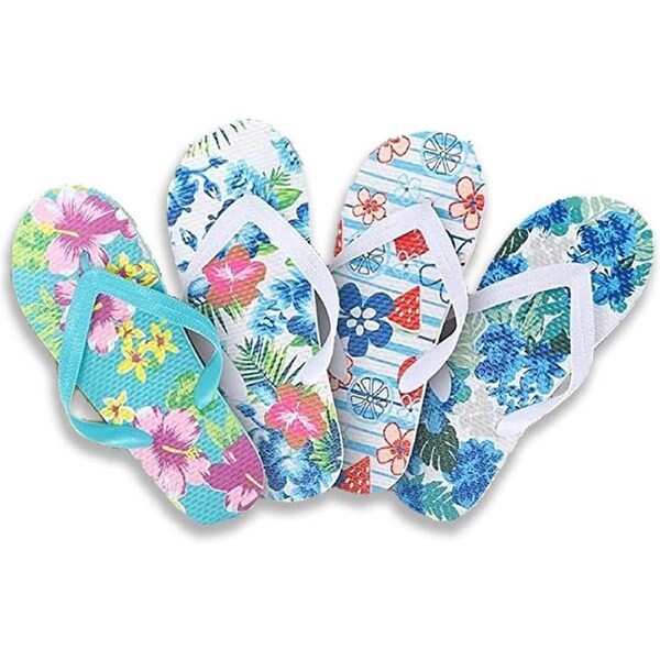 Summer Splash 4PK Women's Thongs Assorted Prints/Designs & Size Flexible Durable
