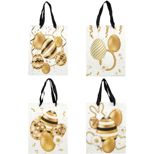 Easter Premium Easter Glittery 4PCE Gift Bag, 4 Assorted Designs