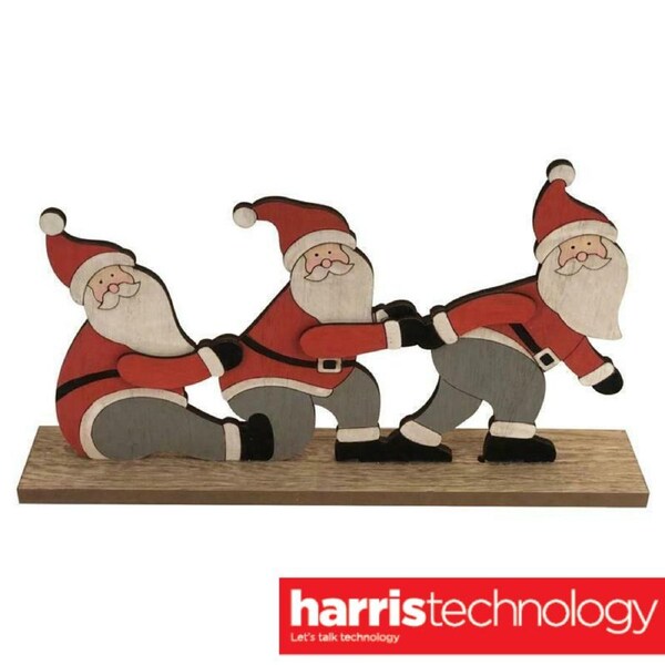 2PK Statue Wooden MDF - 3 Santa 30cm x 5cm x 16.5cm