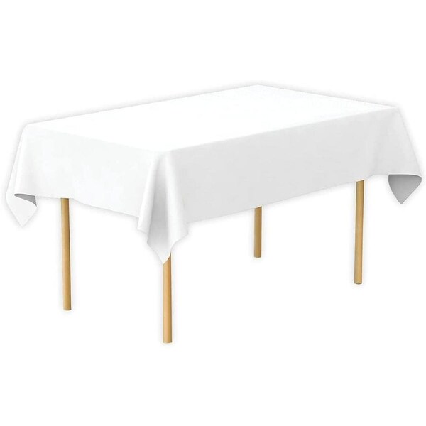 Party Central Reusable PVC Tablecloth Great for Indoors and Outdoors, 137 x 183cm, White