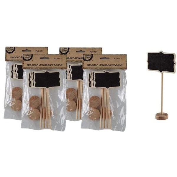 2 x Wooden Chalkboard Stand 8Pce black/natural Message Board Labels Signs Small Wood Erasable Chalkboards for Buffet Food Plants Wedding Birthday Parties Special Event Decoration