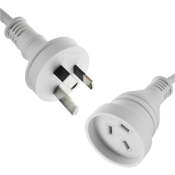 30cm White Mains power Extension Lead EL3P030