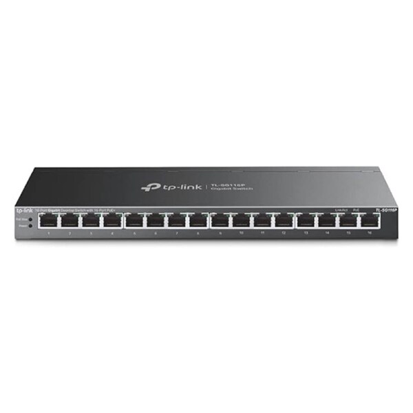 TP-Link TL-SG116P 16-Port Gigabit Desktop Switch with 16-Port PoE+, 802.3af/at