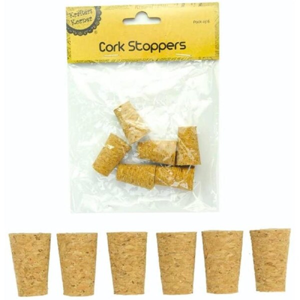 Krafters Korner 6Pcs Cork Stoppers 2X1.5X3CM for Bottle Crafts, Personalized Party Favors Plugs Wooden Wine Bottle Cork Stoppers Replacement Corks for Wine Beer Bottles DIY Crafts