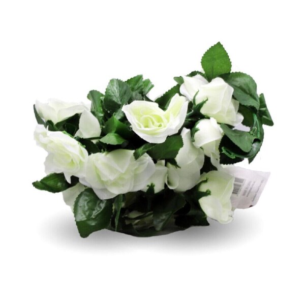 Cream Rose Garland 29 Heads 1.6M 2Pc Artificial Fake Life-Like Flowers Greenery Foliage Leaf Home Wedding Party Decor Wall Hang Loop