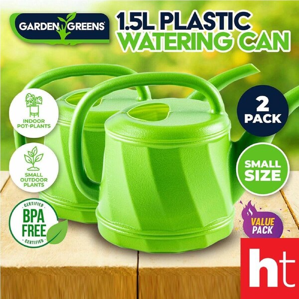 Garden Greens 2PCE Watering Can Plastic Lightweight Portable Indoor Plants 1.5L