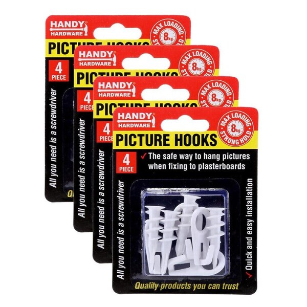[16PCE] Handy Hardware Picture Hangers Professional Photo Frame Hooks Heavy Duty