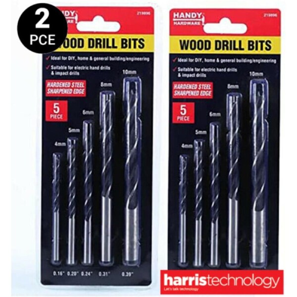 2 Packs of Drill Bits Wood 5pcs Drill Splinter-Free Perfectly Round Holes in All Types of Wood
