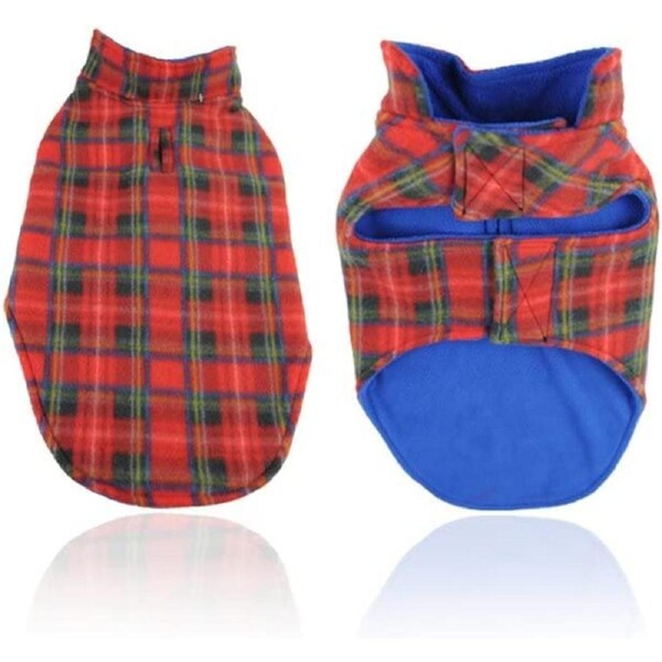 Small Creature 16inch Comforts Pet Apparel Reversible Pet Jacket Dog Vest Plaid - Red