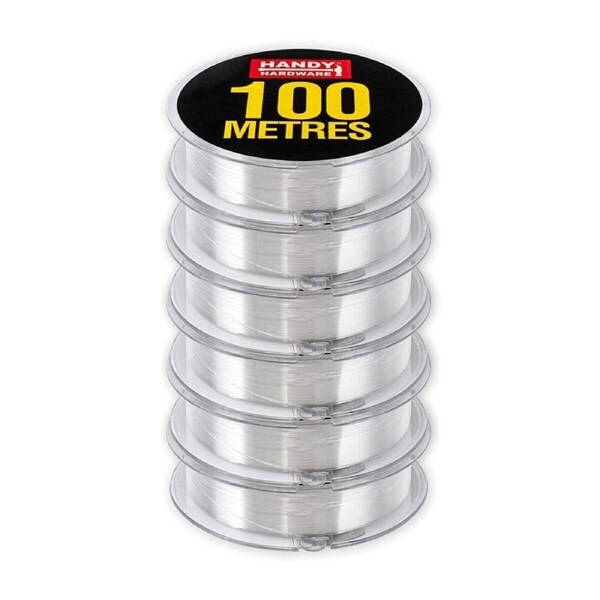 Handy Hardware 6PCE Fishing Line Rolls Heavy Duty UV & Weather Resistant 100m