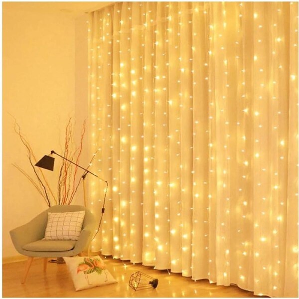 Litogo [300LED] Curtain Lights, 3x3m Waterfall Fairy Lights 8 Modes USB Plug