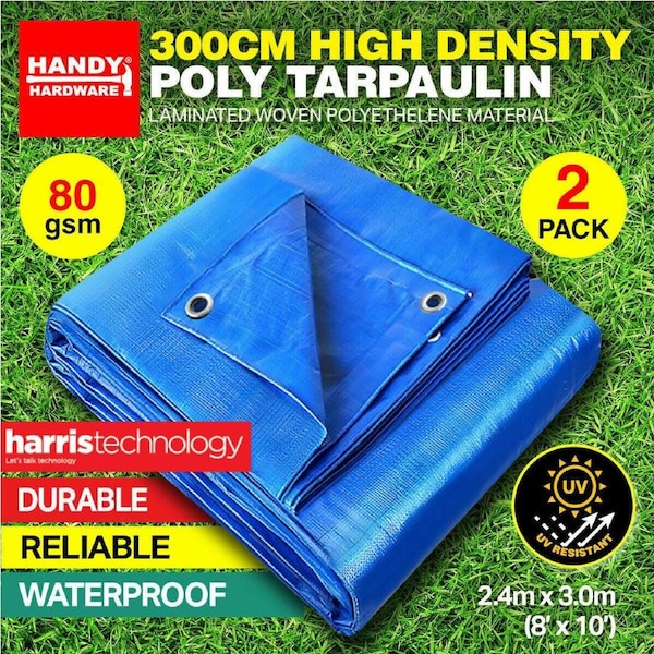 Handy Hardware 2PCE Tarpaulin UV Resistant Waterproof Strong Durable 3m