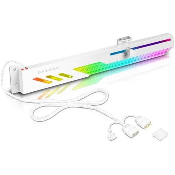 Coolmoon GT8 5V ARGB Multi-Interface Synchronous Horizontal Graphics Card Bracket - White