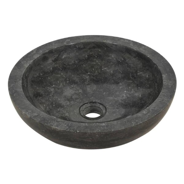 Bathroom Vanity Sink Marble Basin Round Shape Bowl Elegant Wash Basin Black