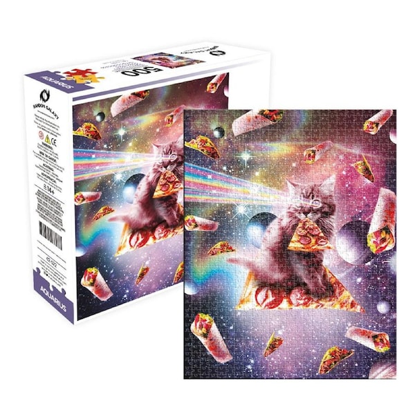 500pc Aquarius 25x20cm Random Galaxy Cat Pizza Jigsaw Puzzle Family Game 14y+