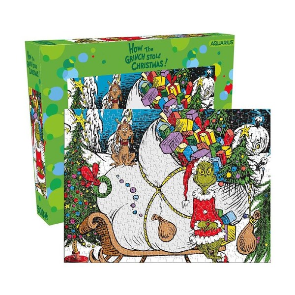 500pc Aquarius The Grinch Sleigh 35x48cm Jigsaw Puzzle Kids Family Game 8y+