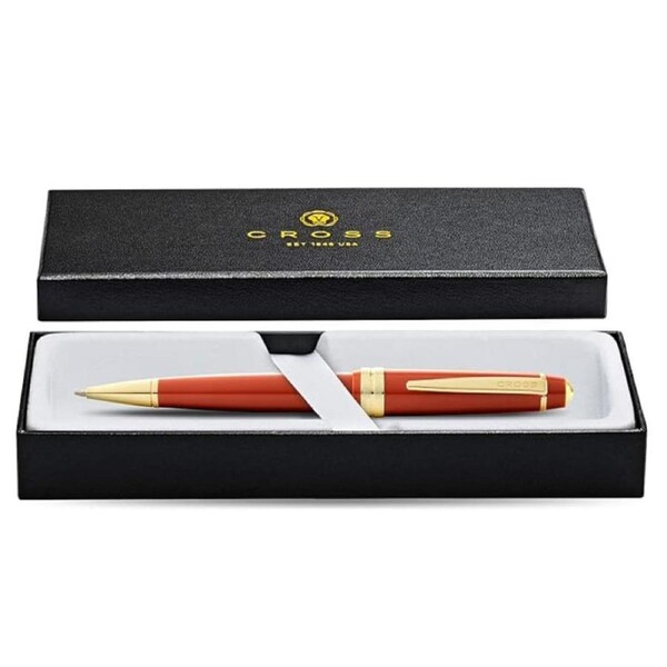 Cross Bailey Light Gloss Rollerball Pen Writing Stationery Burnt Orange/Gold