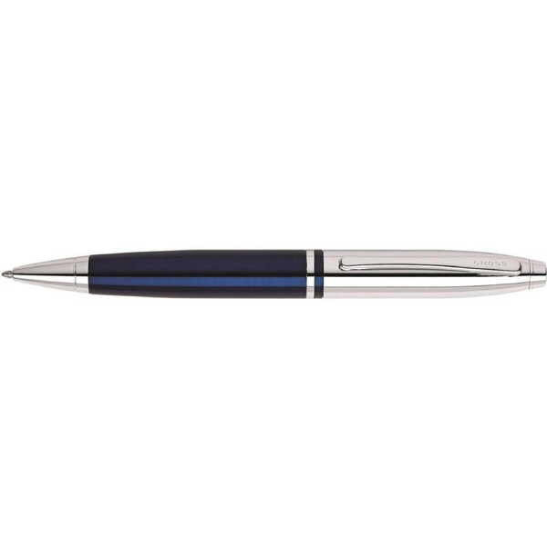 Cross Calais Ball Point Pen Writing Stationery Medium Nib Chrome/Blue Lacquer