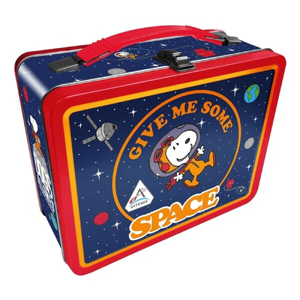 Aquarius Peanuts Artemis Space Tin Carry All Box Storage Container w/ Handle