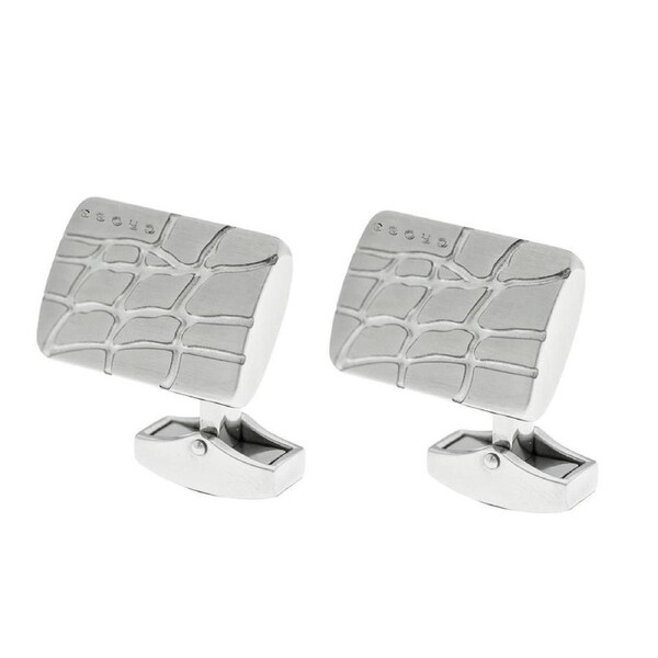 Cross Foster Stainless Steel Cufflinks Croc Pattern Men Suit Accessory Silver