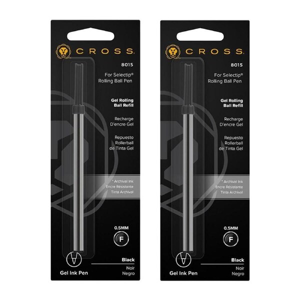 2x Cross Ink Refill For Selectip Gel Roller Ball Pen Writing Ballpen 0.5mm Black