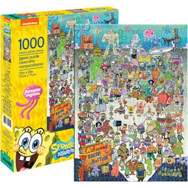 1000pc Aquarius SpongeBob SquarePants Cast 51x71cm Jigsaw Puzzle Game Play 14y+