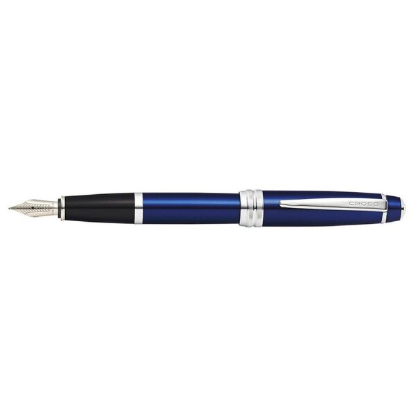 Cross Bailey Medium Fountain Pen Stainless Steel Writing Stationery Blue Lacquer