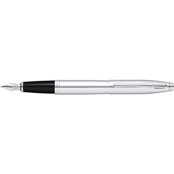 Cross Calais Fountain Pen Office Writing Singing Medium Nib Lustrous Chrome