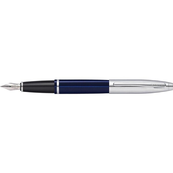 Cross Calais Fountain Pen Signing/Writing Stationery Medium Nib Blue Lacquer