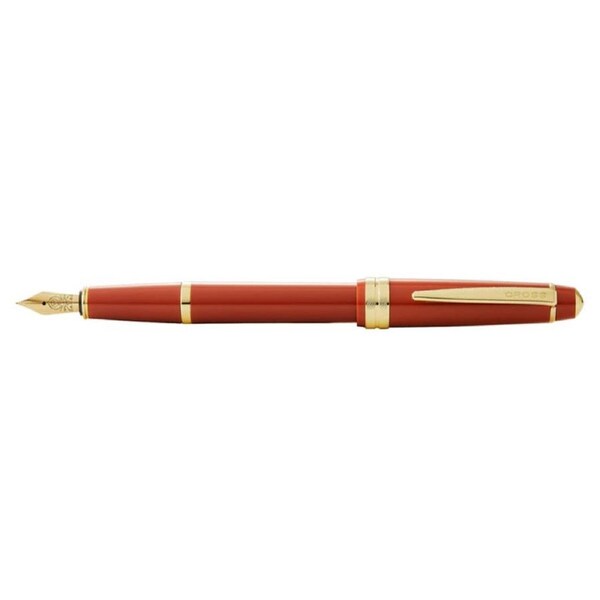 Cross Bailey Light Gloss Fine Fountain Pen Writing Stationery Burnt Orange/Gold