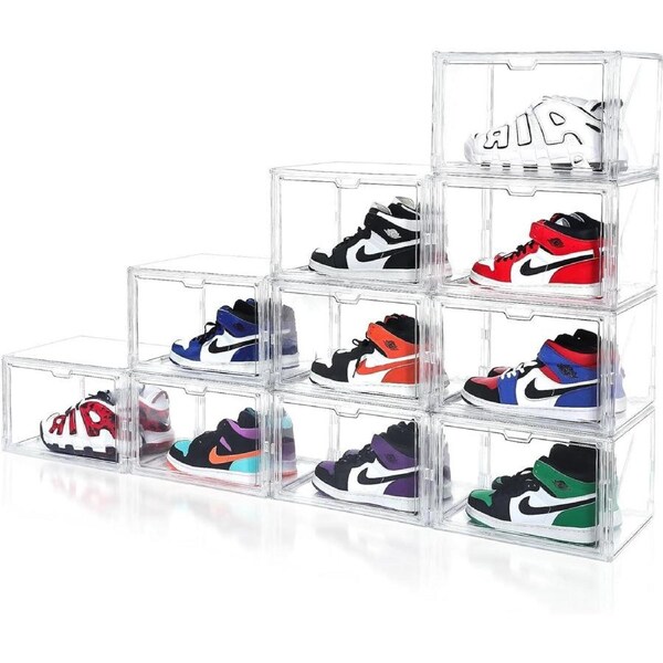 1PC Foldable Shoe box?Clear Plastic Stackable Shoe Box,Clear Shoe Organizer