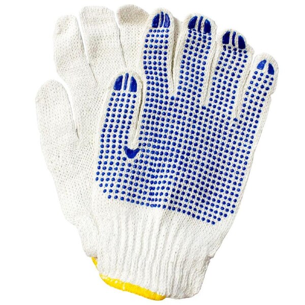 Livingstone Seamless Knitted Cotton Gloves, with Dot Palm, for Garden and Industrial Use, 12 Pairs/Bag