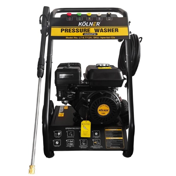 Kolner LT-12A 7HP Petrol High Pressure Washer 2200 PSI 7.5LPM Power Water Cleaner with Nozzles & Wheels