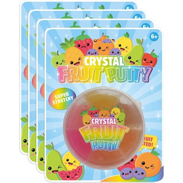 4x Bensons Crystal Fruit Putty Kids/Childrens Sensory Squishy Slime Toy 6y+
