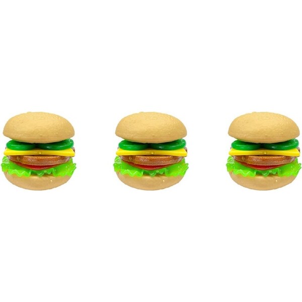 3x Bensons Squish Burger Kids/Childrens Novelty Sensory Squeezy Food Toy 6y+