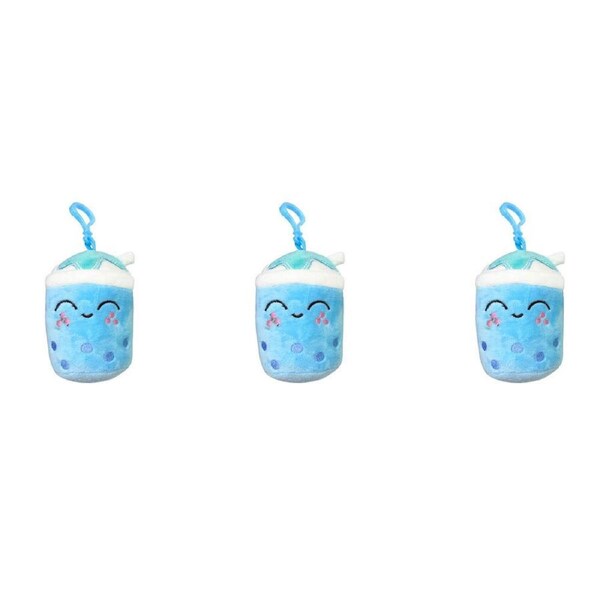 3x Bensons Bubble Tea Backpack Clips Kids/Childrens Soft Plush Toy 0y+ Asstd