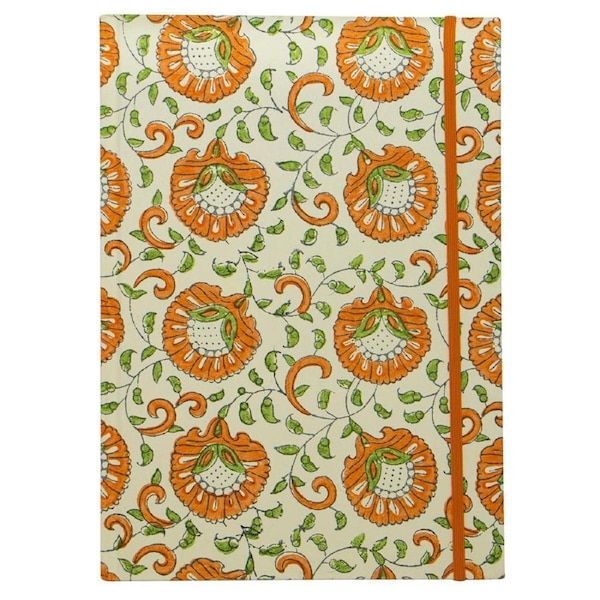 Lantern Studios A4 Journal/Notebook Hardcover Stationery Indian Orange Flower