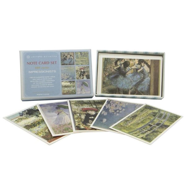 12pc Lantern Studios Impressionists Note Card/Envelope Office Stationery Set
