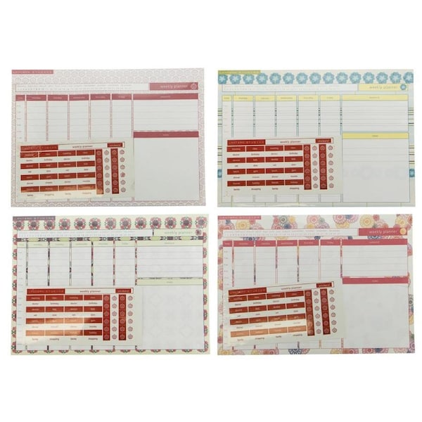 4PK Lantern Studios Weekly Planner w/ Stickers Office/School Stationery Asst