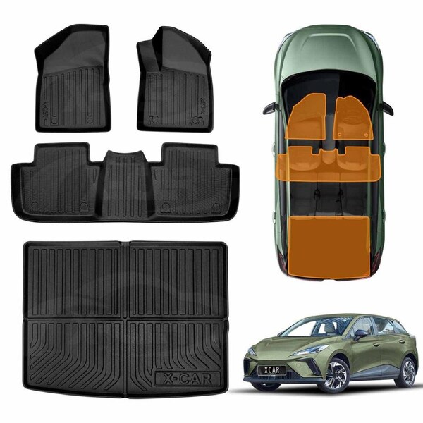 Floor Mats Boot Liner Set for MG MG4 2023-Onwards All Weather Cargo Car Trunk Luggage Tray
