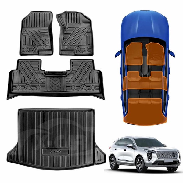 3D All-Weather Floor Mat Boot Liner Carpet for GWM Haval Jolion 2021-Onwards Heavy Duty Cargo Trunk Mat Luggage Tray