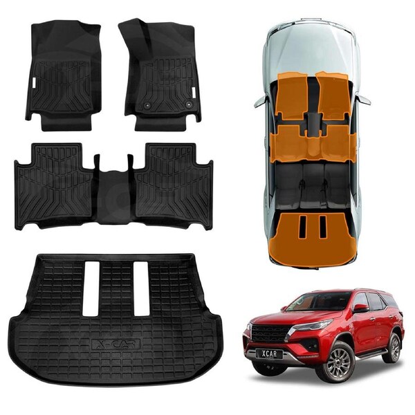 3D Floor Mats Boot Liner for Toyota Fortuner 2015-Onwards All Weather Heavy Duty Cargo Car Trunk Luggage Tray