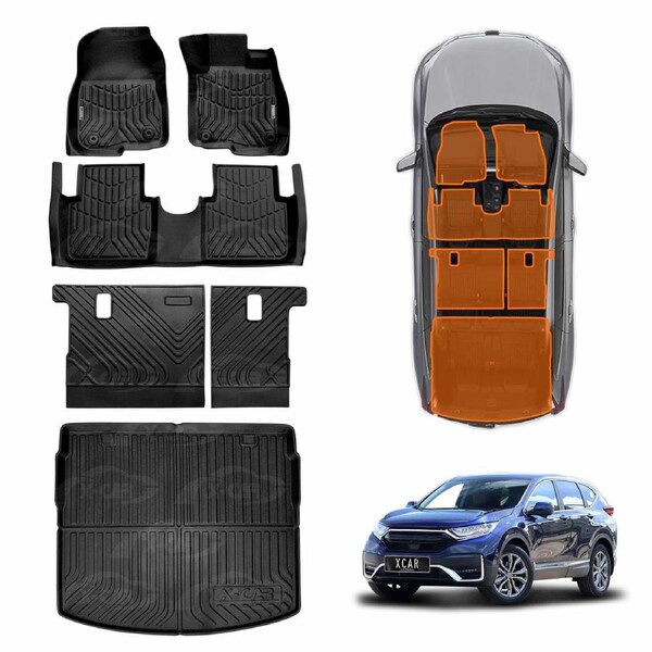 Floor Mats Boot Liner Set for Honda CRV CR-V 2017-2023 All Weather Heavy Duty Cargo Kick Mats Back Seat Protector Cover