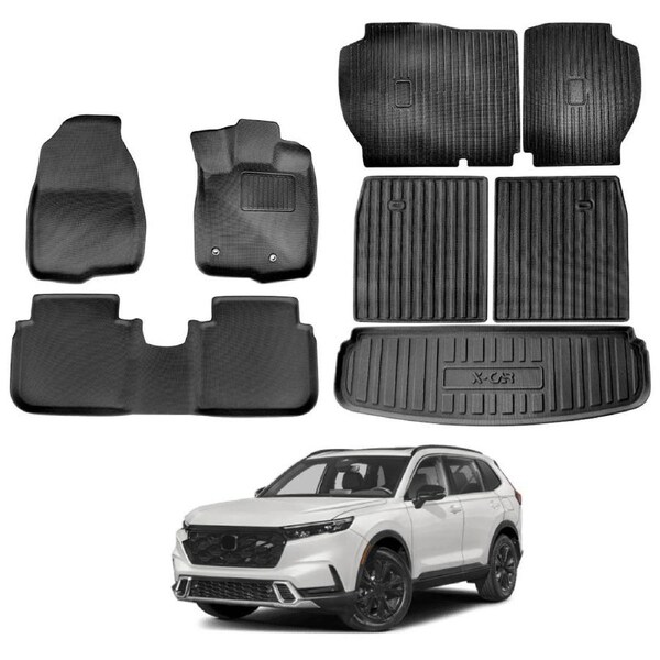 Floor Mats Boot Liner Set for Honda CRV CR-V 7-Seat 2023-Onwards All Weather Heavy Duty Cargo Kick Mats Back Seat Protector Cover