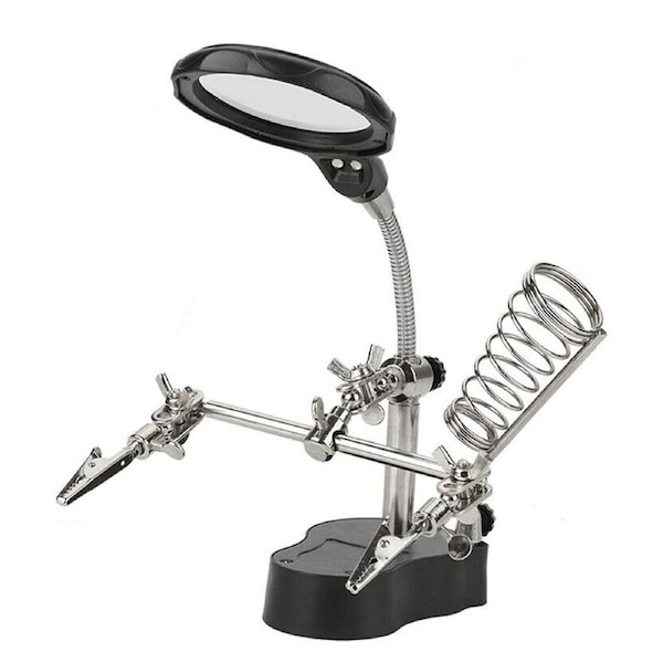 Magnifying Station Glass With Light Lens Desktop LED Lamp 3.5 12X Magnifier Tool