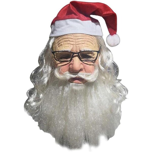 Santa Claus Mask White Beard Grandpa Latex Mask Christmas Party Cosplay Props