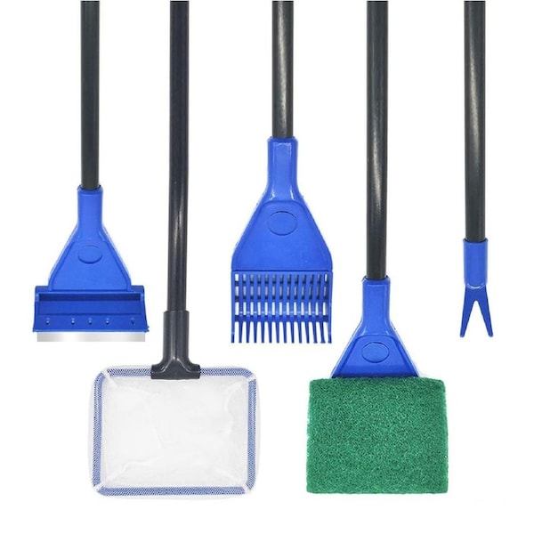 Fish Tank Gravel 5in1 Water Aquarium Cleaning Tool Vacuum Glass Cleaner Brush